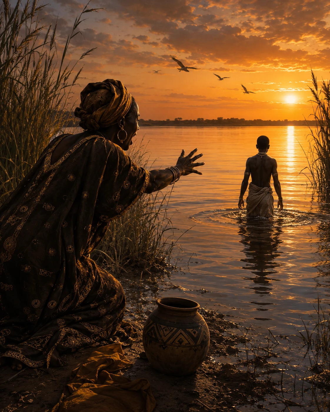 Illustration de Wakh Niominka au bord du Saloum